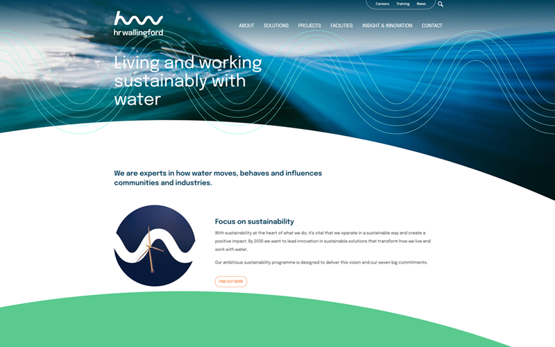 HR Wallingford homepage with menu