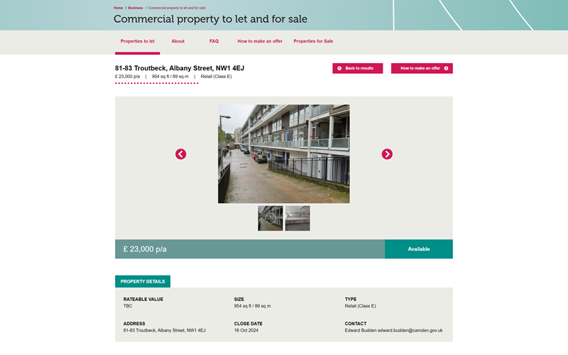 LBC website page displaying a photo of a modern building against a clear blue sky.