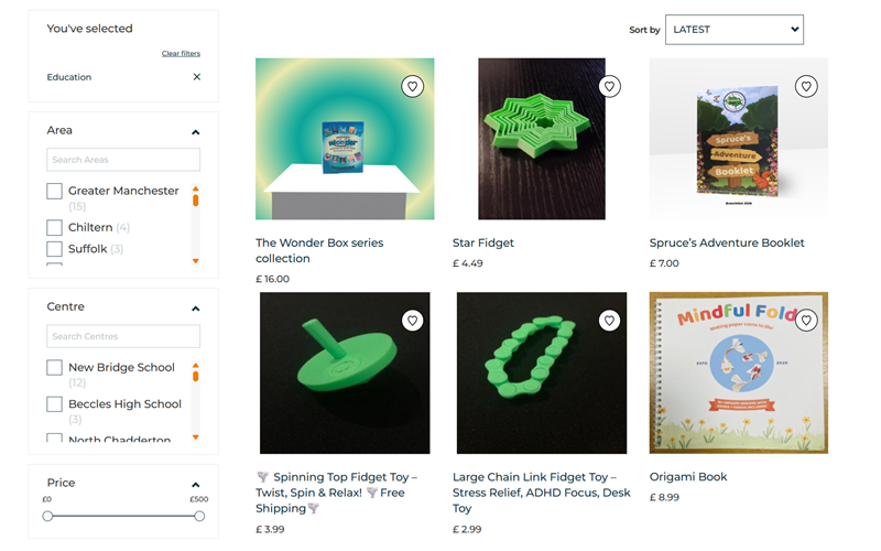 Various items available on the trading station website's product page.