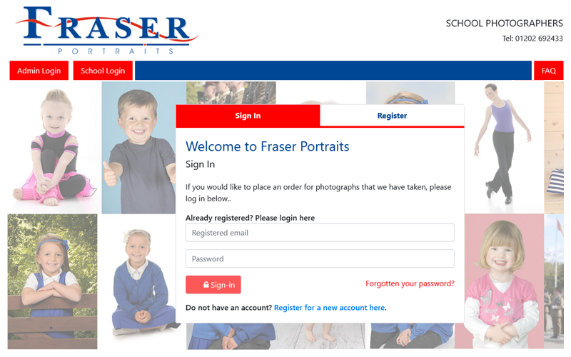 Home page of the Fraser Portraits website.